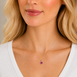 Silver Milgrain Birthstone Necklace