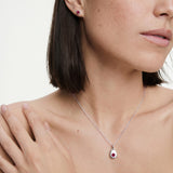 Silver Crystal Teardrop Birthstone Necklace