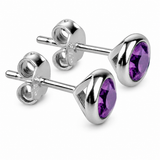 Silver Crystal Birthstone Stud Earrings