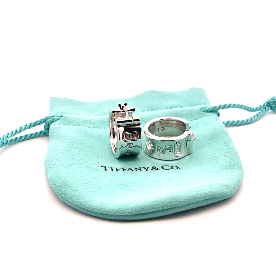 Tiffany & Co 1837 Sterling Silver Thick 10mm Hoop Earrings