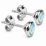Silver Crystal Birthstone Stud Earrings