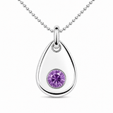 Silver Crystal Teardrop Birthstone Necklace