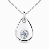 Silver Crystal Teardrop Birthstone Necklace