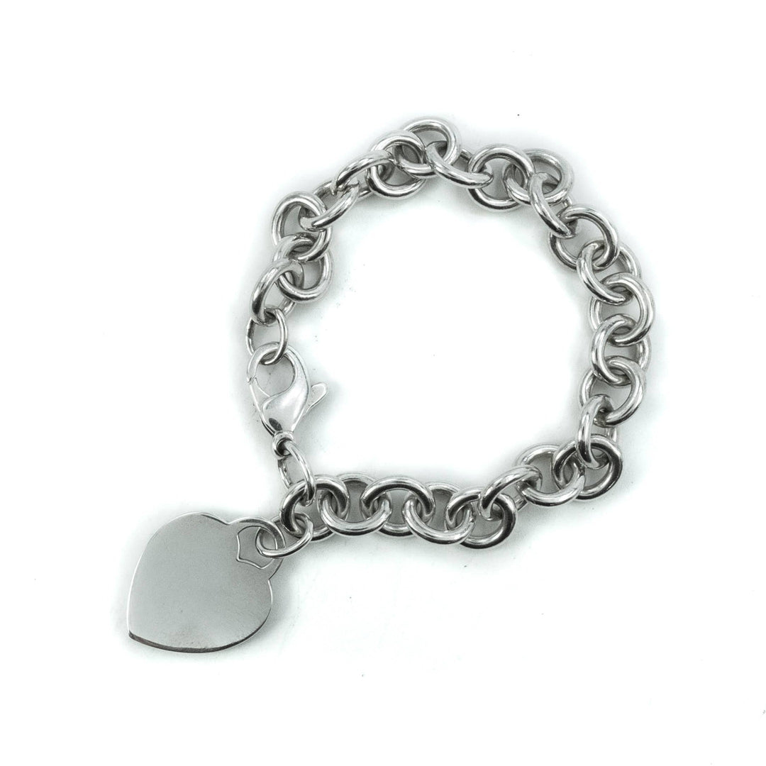 Tiffany & Co Plain Heart Tag Sterling Silver Bracelet - 19cm