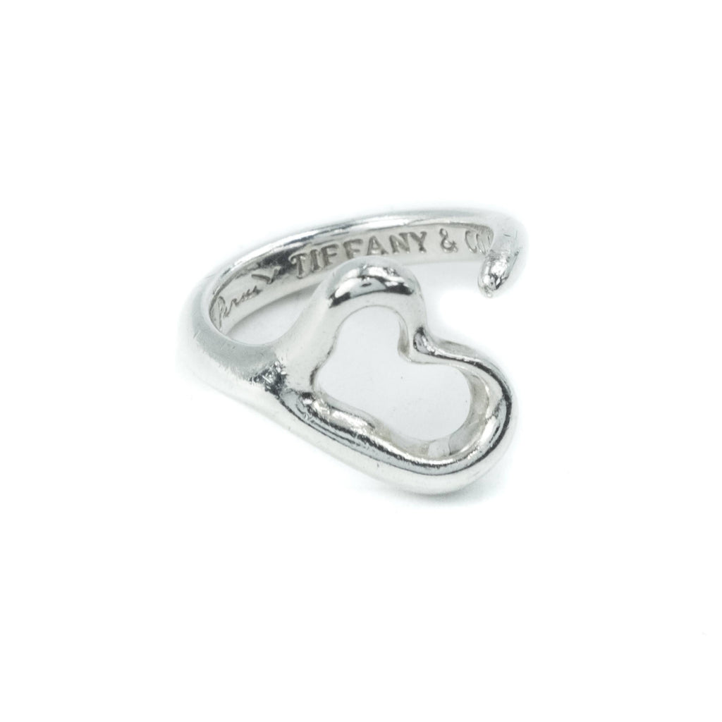 Tiffany & Co Elsa Peretti Open Heart Sterling Silver Ring Size : J