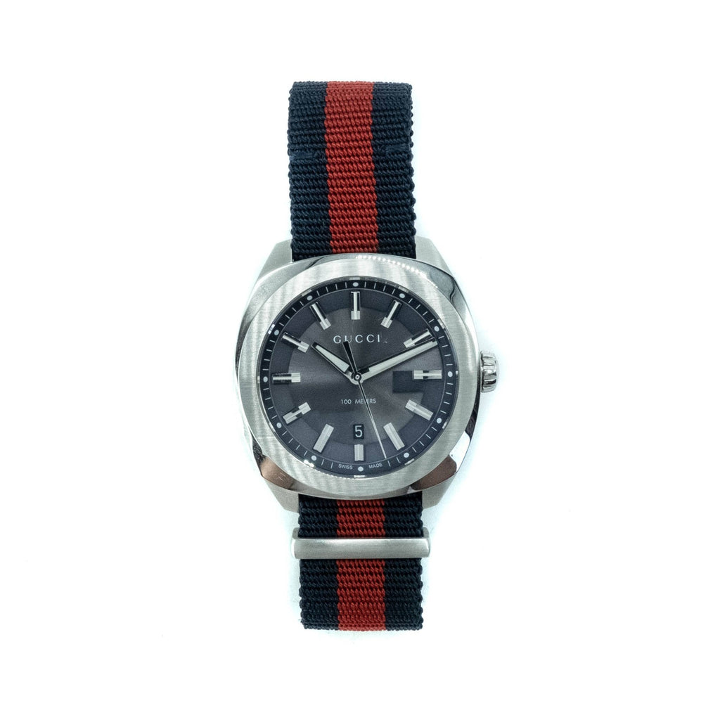 Gucci GG2570 YA142304 41mm Blue Red Nylon Strap Mens Watch