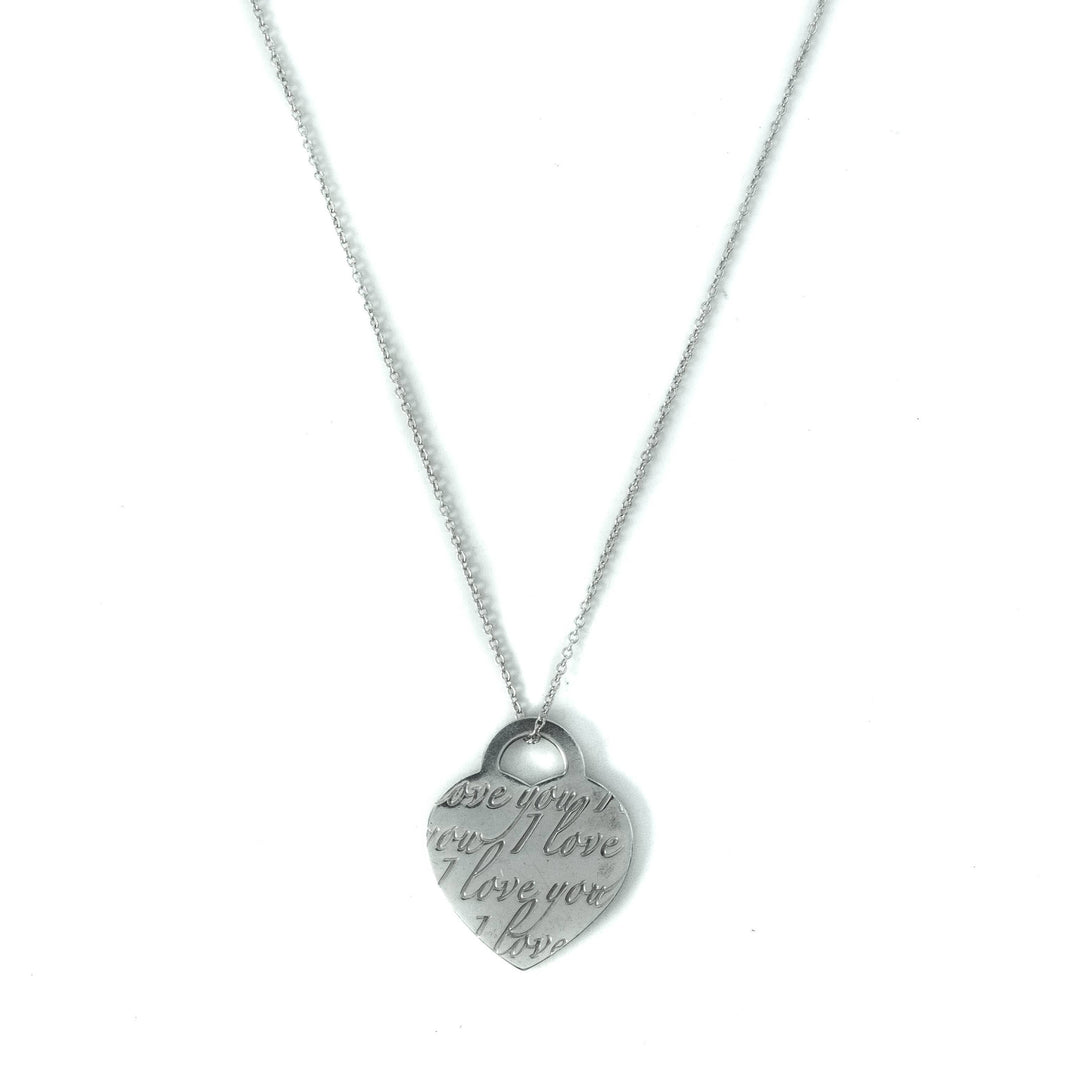 Tiffany & Co Notes I Love You Heart Tag Sterling Silver Pendant