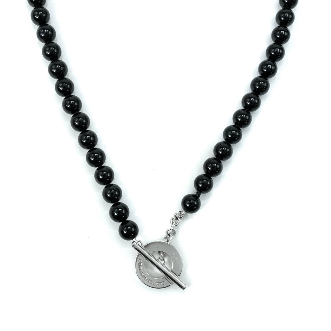 Tiffany & Co Black Onyx Bead Toggle Sterling Silver Choker