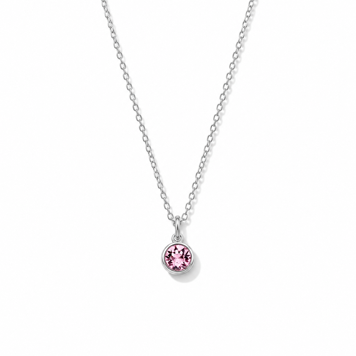 Silver Crystal Charm Birthstone Necklace