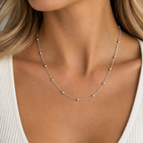 Silver Trace And Bead Satellite Chain