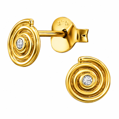 Spiral Gold & Diamond Earrings