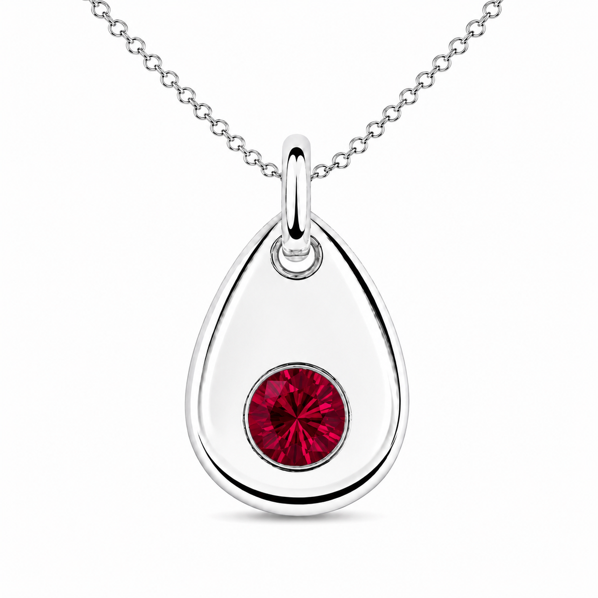 Silver Crystal Teardrop Birthstone Necklace
