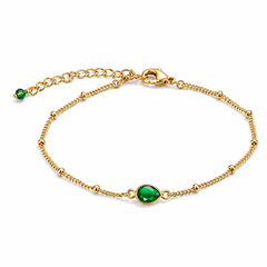 Gold Teardrop Green Onyx Bracelet