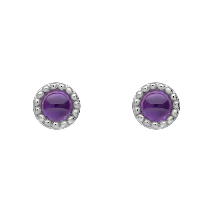 Silver Milgrain Birthstone Earrings