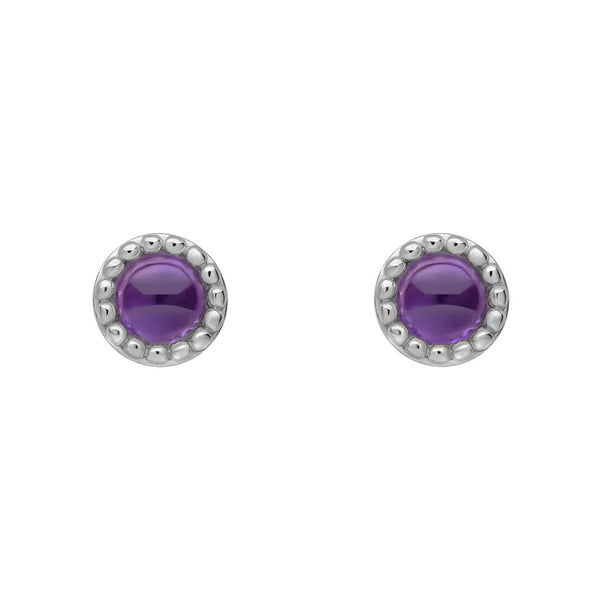 Silver Milgrain Birthstone Earrings