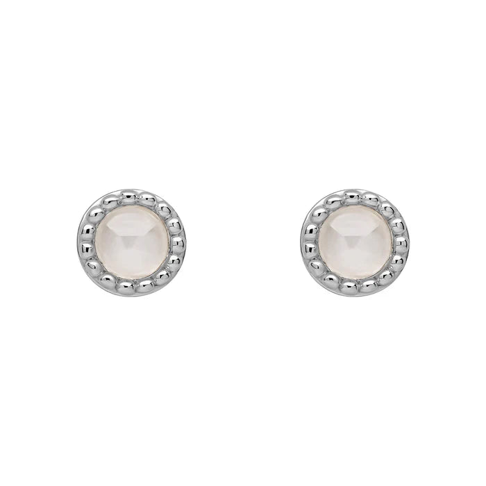 Silver Milgrain Birthstone Earrings