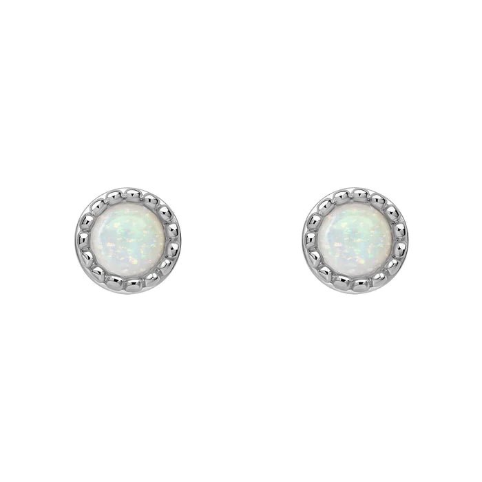 Silver Milgrain Birthstone Earrings