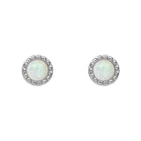 Silver Milgrain Birthstone Earrings