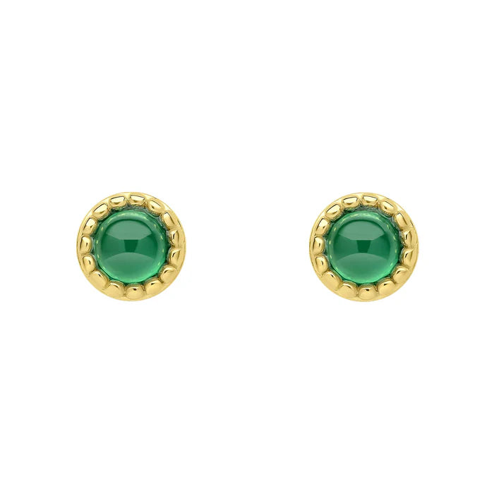 Gold Milgrain Birthstone Earrings