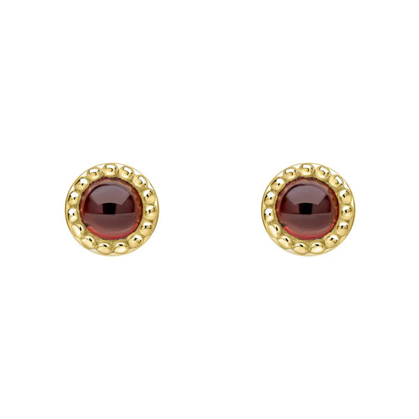 Gold Milgrain Birthstone Earrings