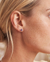 Silver Crystal Birthstone Stud Earrings
