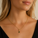 Gold Birthstone Paperclip Charm Necklace