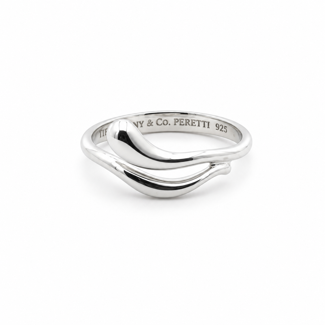 Tiffany & Co Elsa Peretti Teardrop Snake Sterling Silver Ring Size