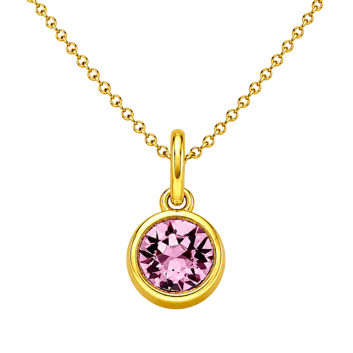 Gold Crystal Charm Birthstone Necklace