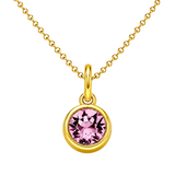 Gold Crystal Charm Birthstone Necklace