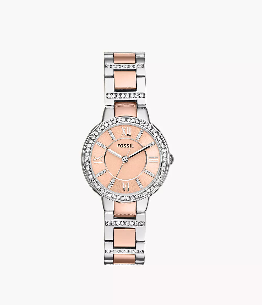 Fossil Virginia Rose Silver Two Tone Stainless Steel 30mm Ladies Wat Foxhills Jewellers Ltd