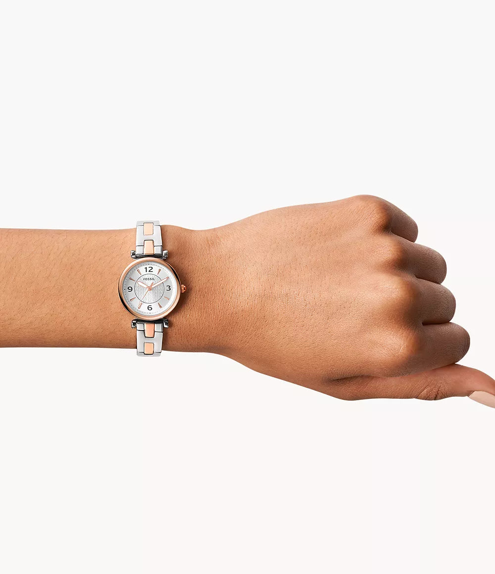 Fossil Women\'s Watch ES5201 Quartz Two Tone Silver Rose Gold Steel 28mm Fossil Women main image 2