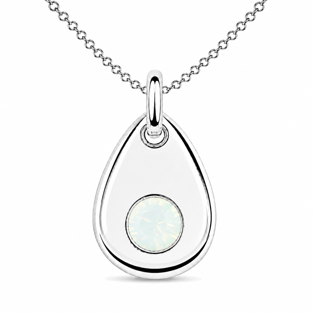 Silver Crystal Teardrop Birthstone Necklace