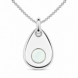 Silver Crystal Teardrop Birthstone Necklace
