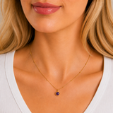 Gold Milgrain Birthstone Necklace