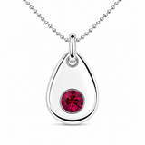 Silver Crystal Teardrop Birthstone Necklace