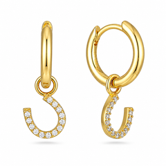 Horseshoe Gold Huggie Hoops