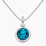 Silver Crystal Charm Birthstone Necklace