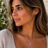 Silver Crystal Teardrop Birthstone Necklace