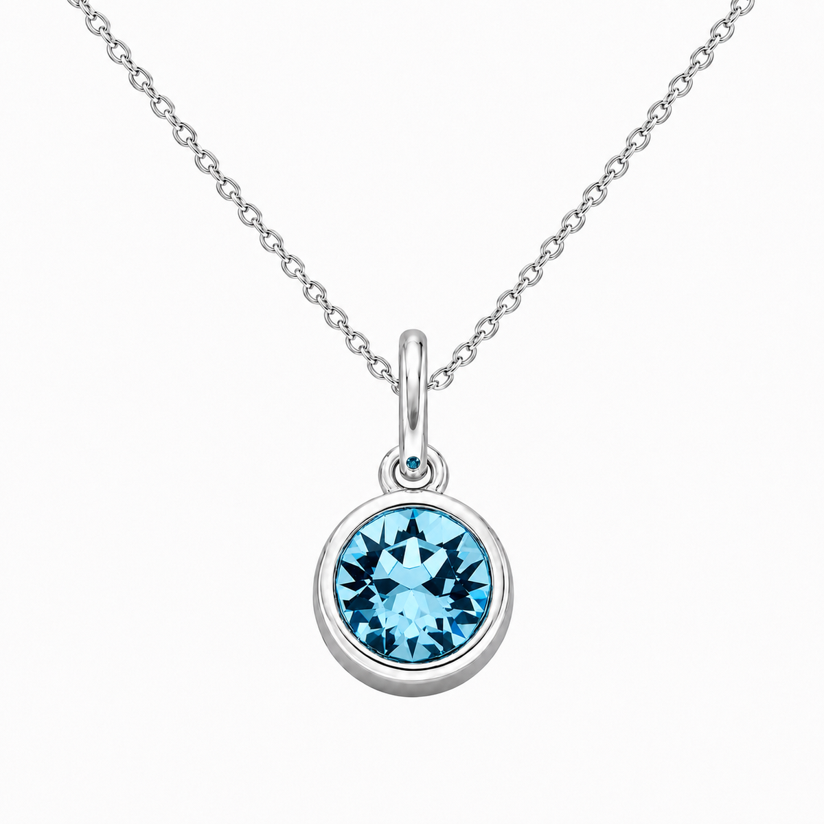 Silver Crystal Charm Birthstone Necklace