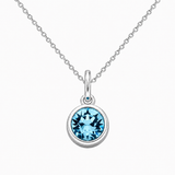Silver Crystal Charm Birthstone Necklace