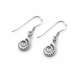 Ammonite Silver Drop Earrings