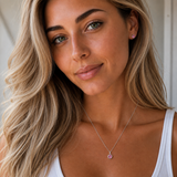 Silver Crystal Charm Birthstone Necklace