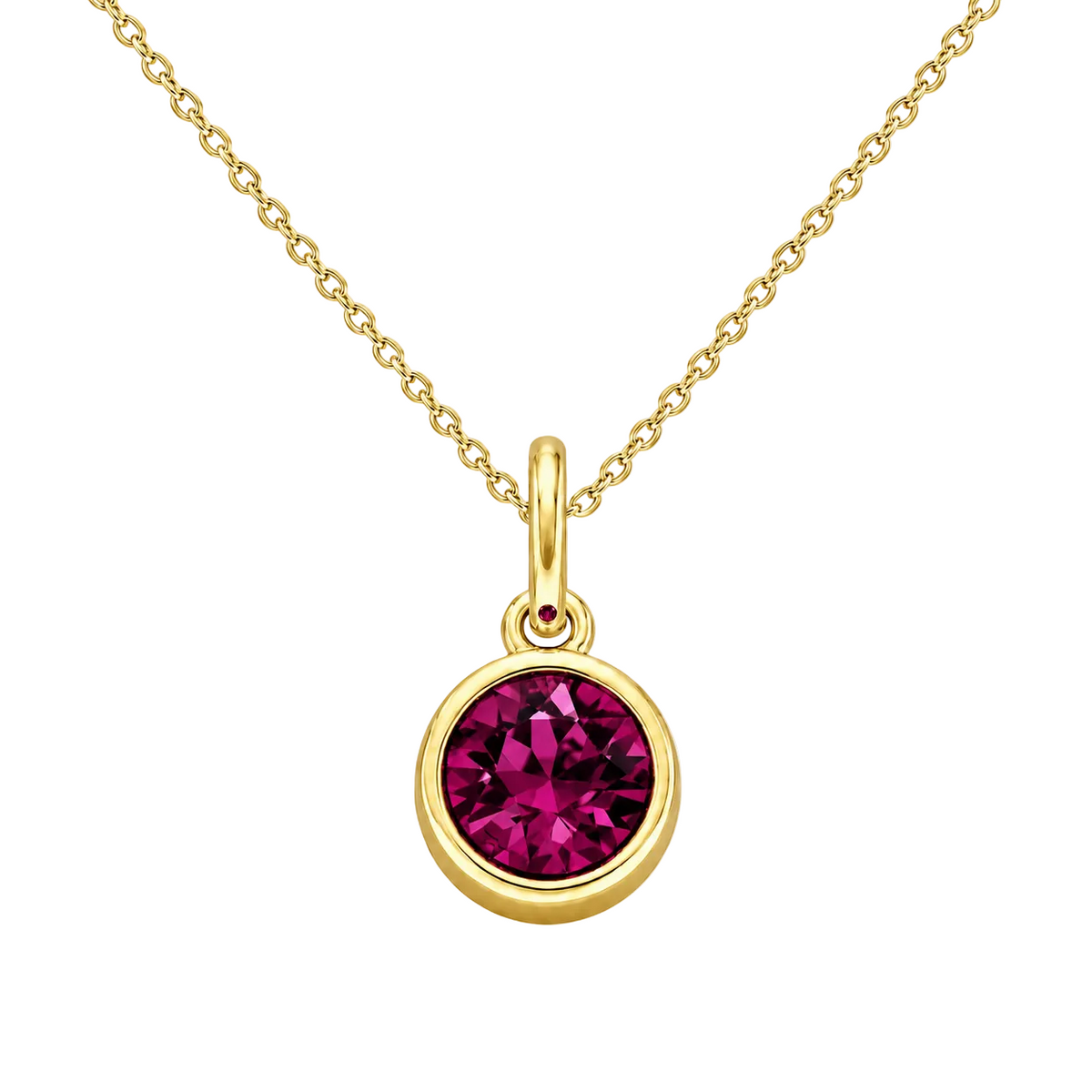 Gold Crystal Charm Birthstone Necklace