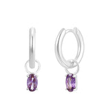 Silver Birthstone Huggie Charm Earring