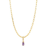 Gold Birthstone Paperclip Charm Necklace