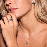 Silver Crystal Charm Birthstone Necklace