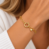 Gold Oval Link Charm Bracelet