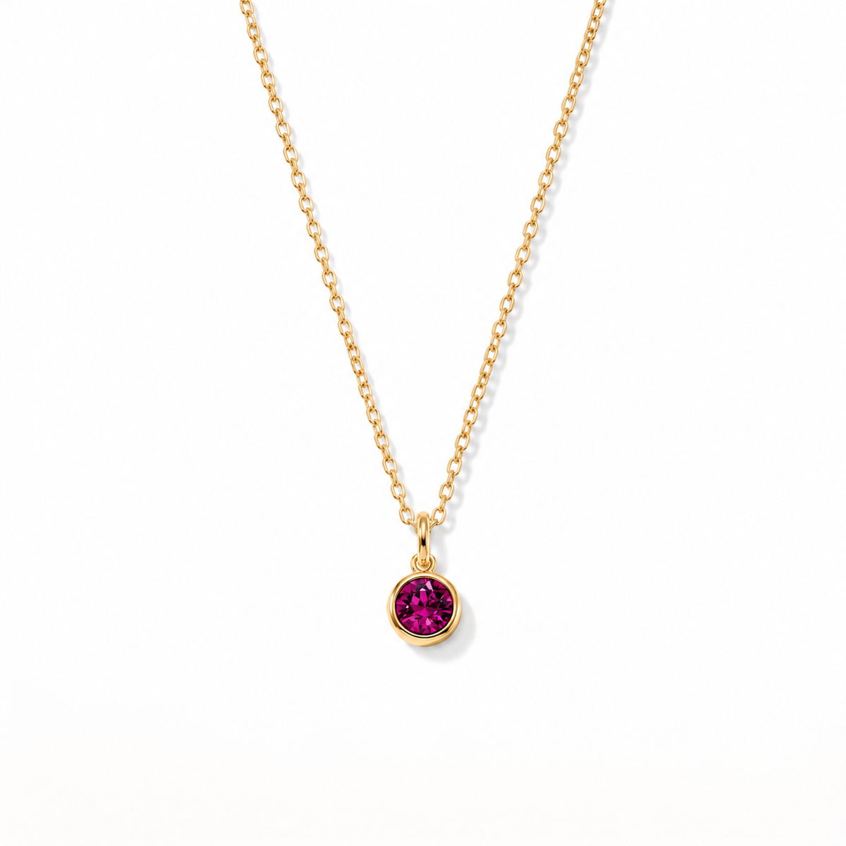 Gold Crystal Charm Birthstone Necklace