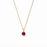 Gold Crystal Charm Birthstone Necklace