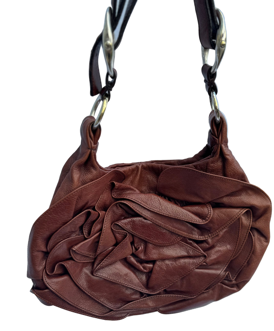 YSL Brown Nadia Rose Petal Leather Shoulder Bag – Foxhills